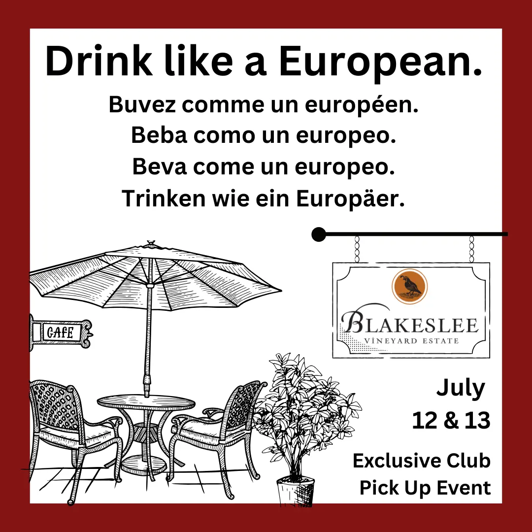 Blakeslee (TEASER) Wine Club Pick Up Graphic Wine Club Pick Up Event
